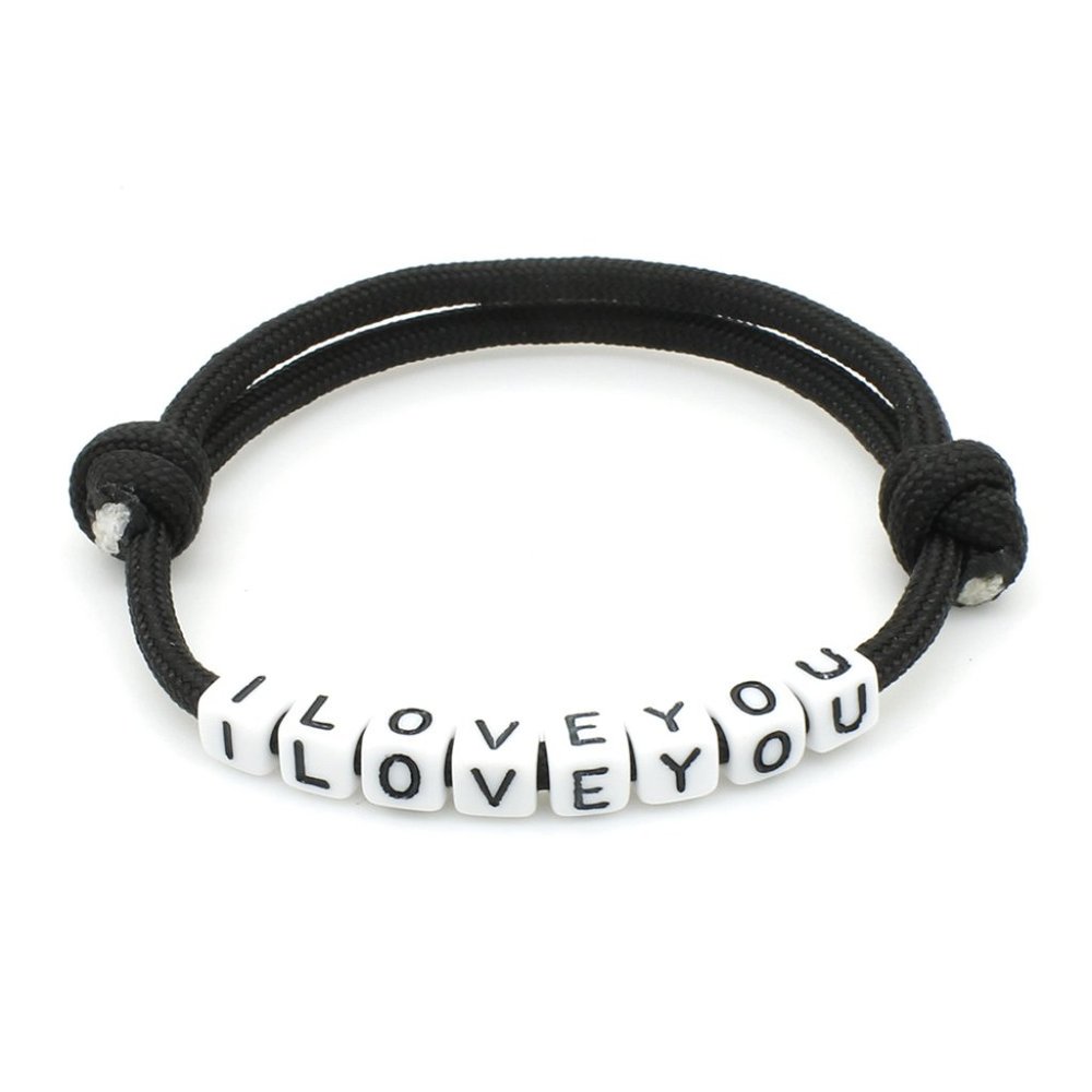 Fashion Jewelry DIY Letter Bracelet Polyester Umbrella Rope Bracelet I LOVE YOU